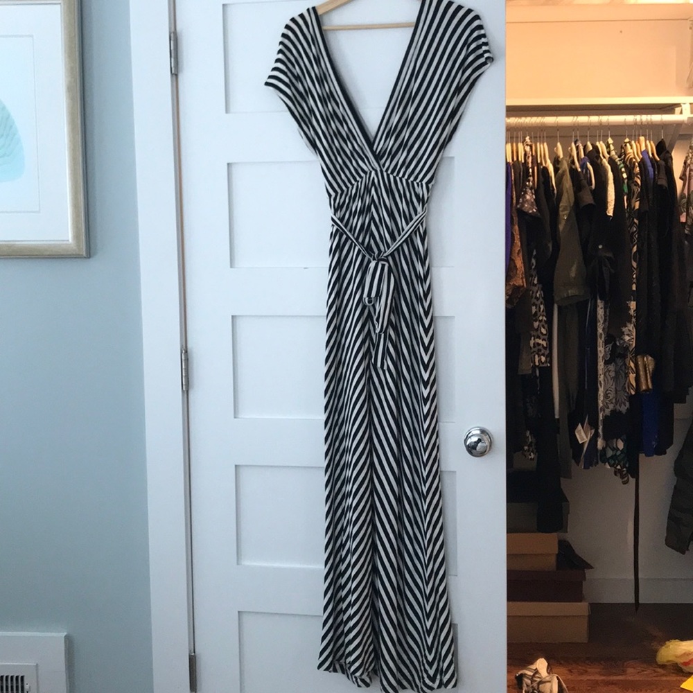 Jcrew black and white stripe maxi dress